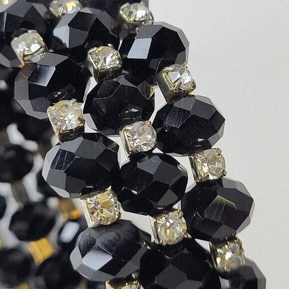 Black Bead Wraparound Stretch Slip-on Cuff Bangle - Picture 5 of 8